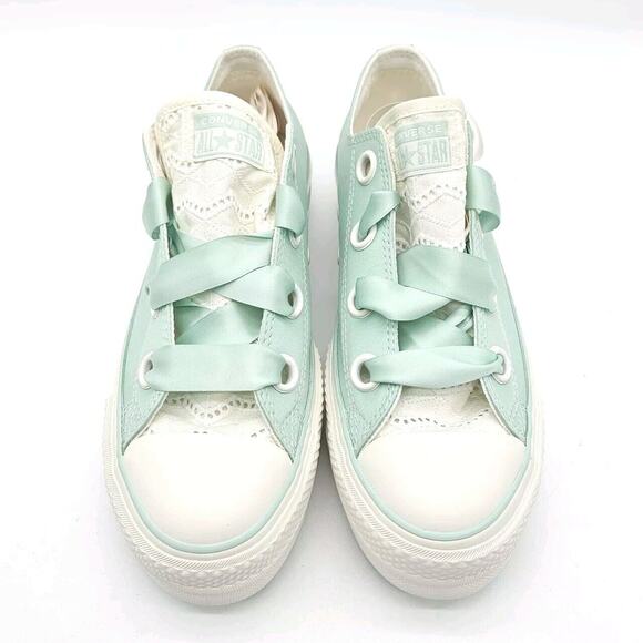 Converse (Womens 9) Chuck Taylor Lift OX Platform Shoe Skate Sneaker Sticky Aloe - Picture 2 of 5